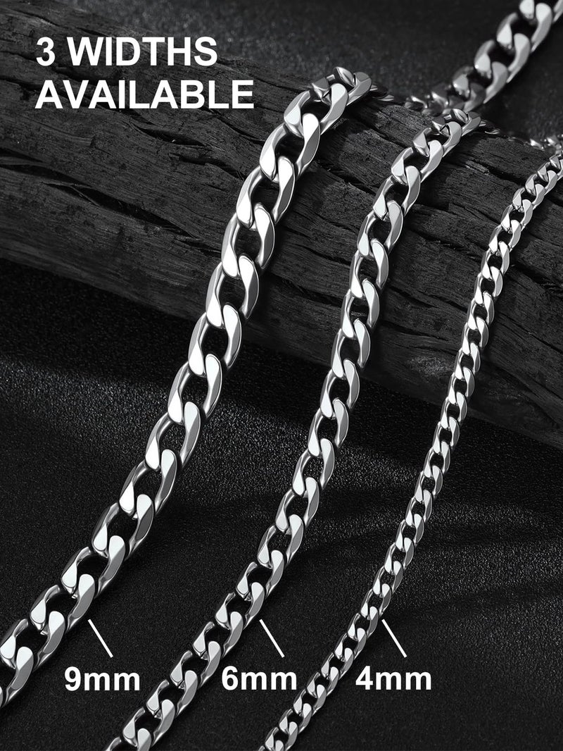 Suplight Cuban Link Chain for Men Women 4mm Stainless Steel Miami Cuban Link Chain Necklace 18" Hip Hop Jewelry Silver Chains for Men Father Husband, Send Gift Box - Image 5